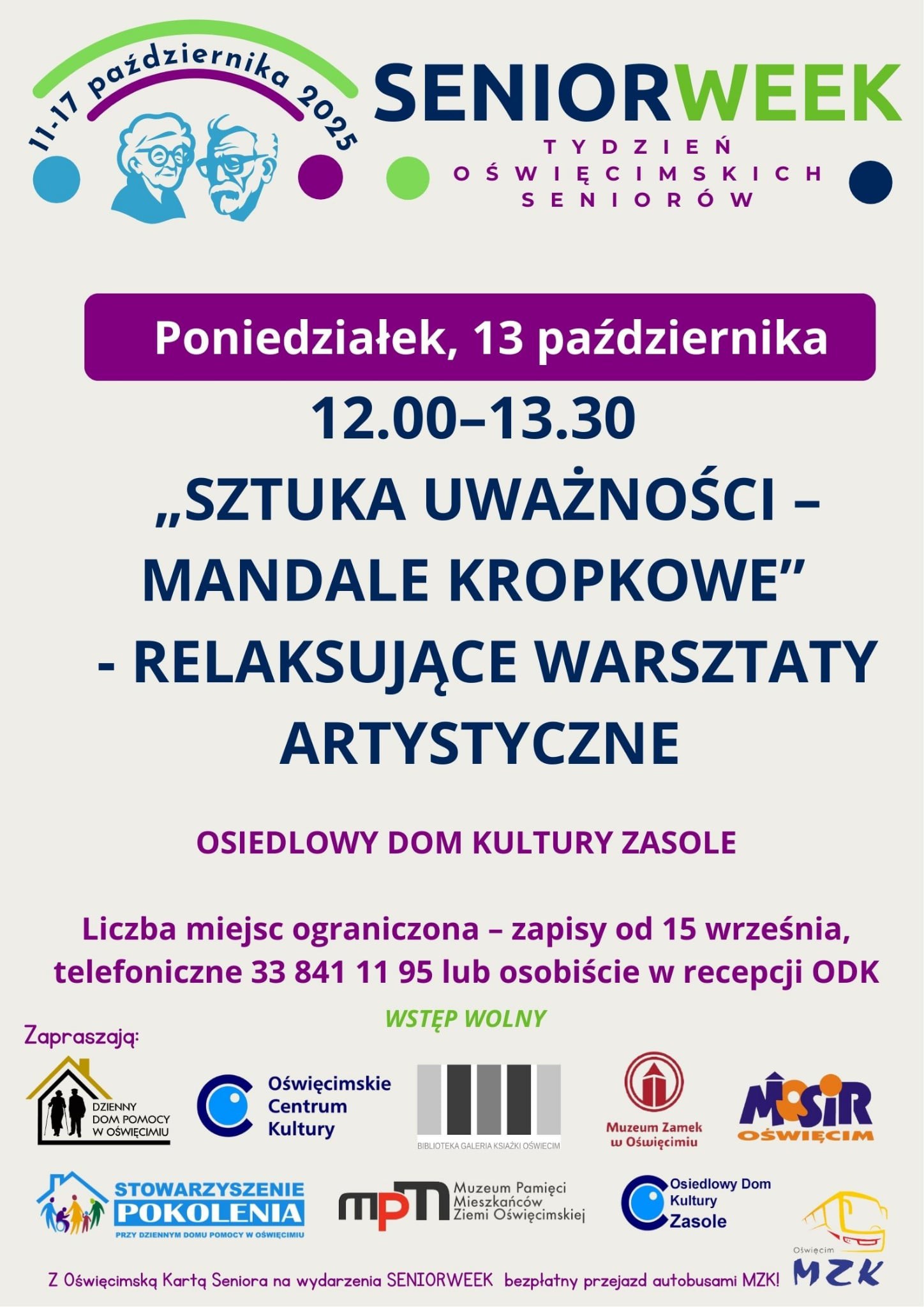 na plakacie znajdują się informacje o wydarzeniu oraz para seniorów